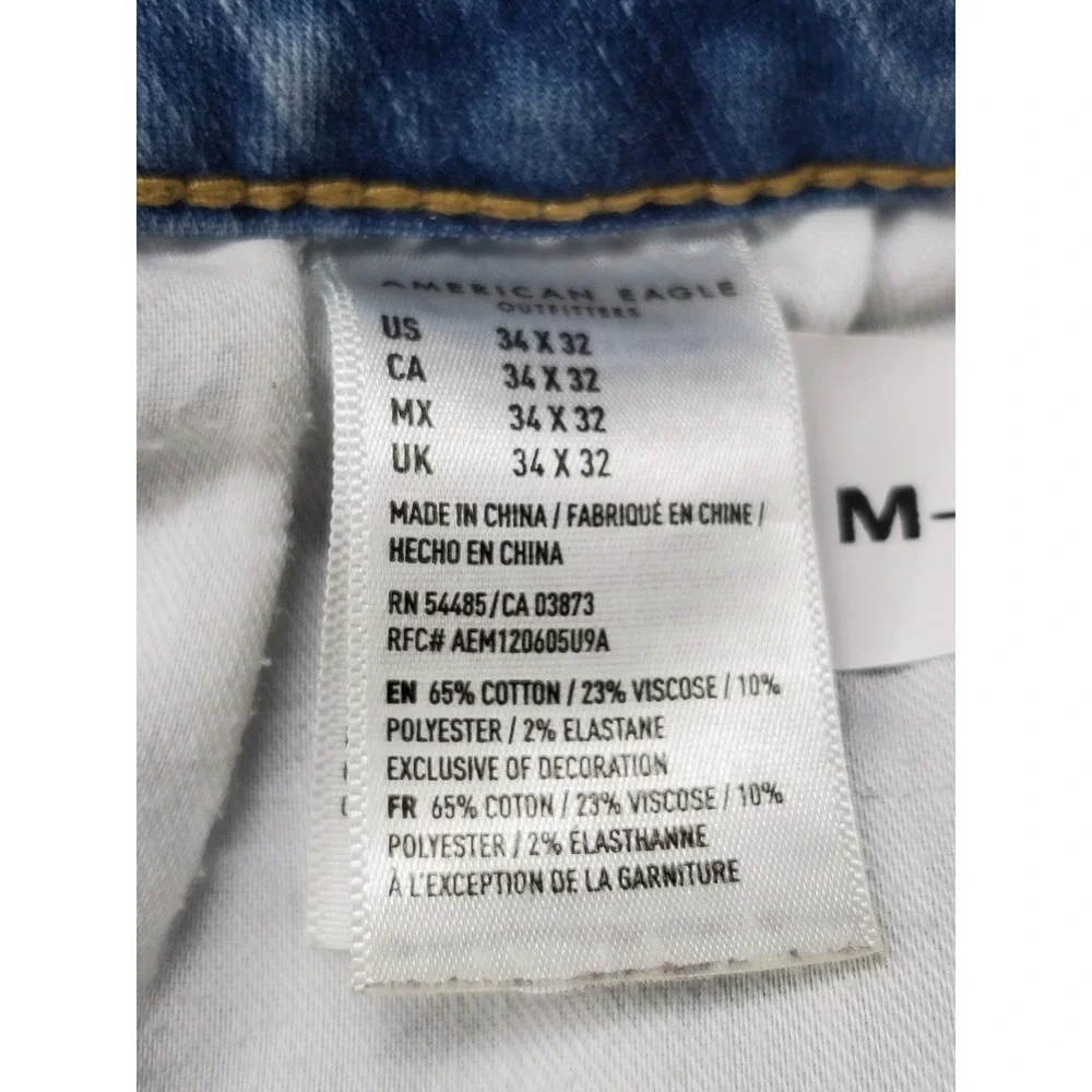 American Eagle Men Jeans 34X32 Blue Denim Next Level Flex Skinny Grunge READ